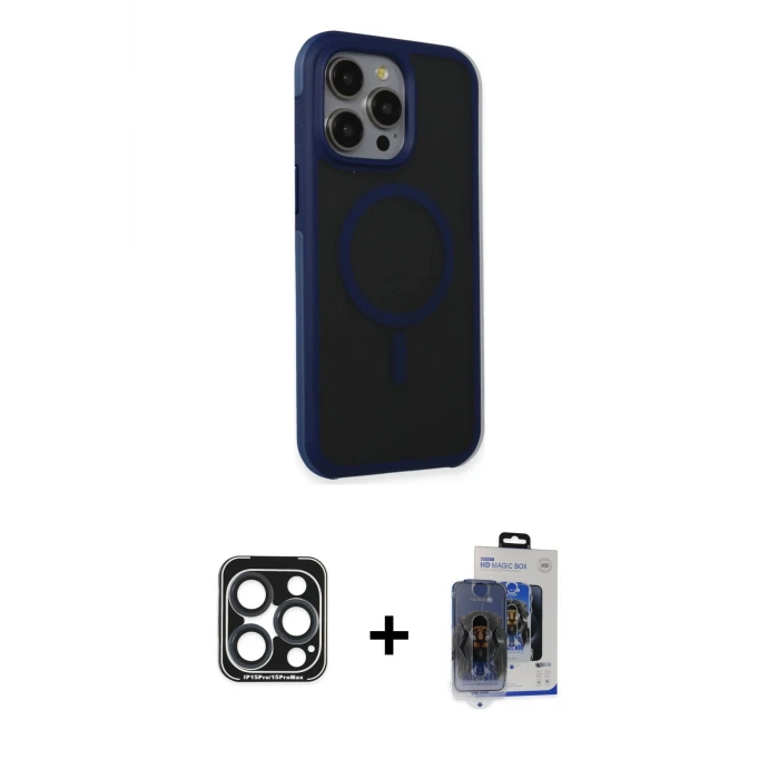 ieg™ iPhone 15 Pro Max Kılıf Çekirdek Yansıma Prime - Siyah Vanessa Magic Cam + PVD Metal Kamera Lens - LT