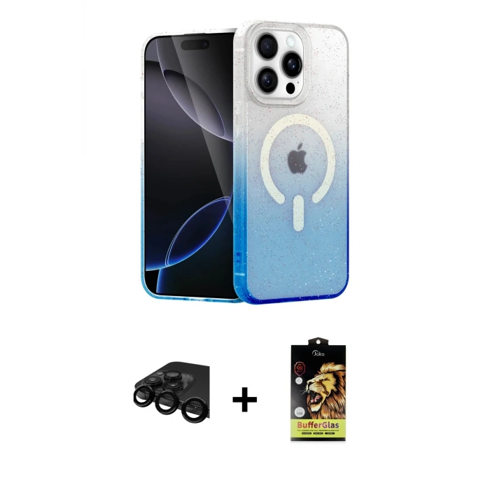 ieg™ iPhone 15 Pro Max Kılıf Eksen Minimal Özel Seri - Siyah Buffer Cam Ekran Koruyucu + Raze Metal Kamera Lens - SH
