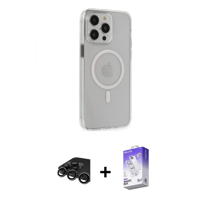 ieg™ iPhone 15 Pro Max Kılıf Kıvılcım Asil Özel Seri - Siyah Bilvis 5in1 3D Magic Cam Ekran Koruyucu + Raze Metal Kamera Lens - TMGI
