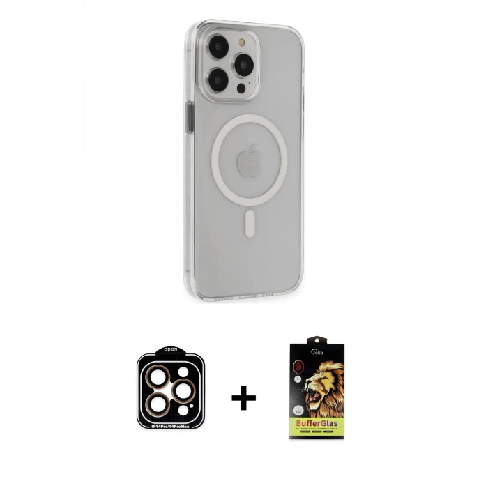 ieg™ iPhone 15 Pro Max Kılıf Kıvılcım Asil Özel Seri - Siyah Buffer Cam Ekran Koruyucu + PVD Metal Kamera Lens - TU