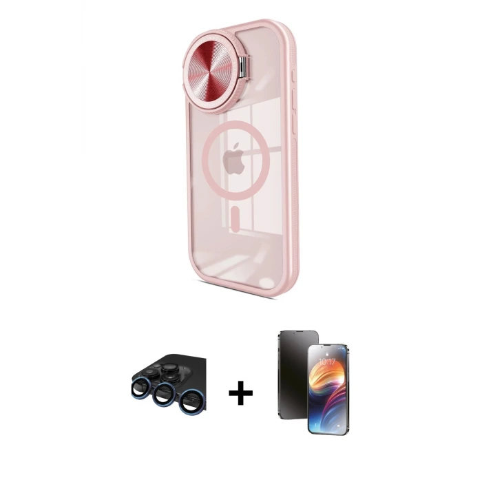 ieg™ iPhone 15 Pro Max Kılıf Kıvılcım Modern Koleksiyonu - Siyah 3D Antistatik Mat Seramik Nano Ekran Koruyucu + Raze Metal Kamera Lens - LT