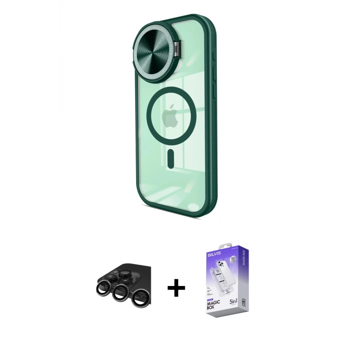 ieg™ iPhone 15 Pro Max Kılıf Kıvılcım Modern Koleksiyonu - Siyah Bilvis 5in1 3D Magic Cam Ekran Koruyucu + Raze Metal Kamera Lens - TMGI