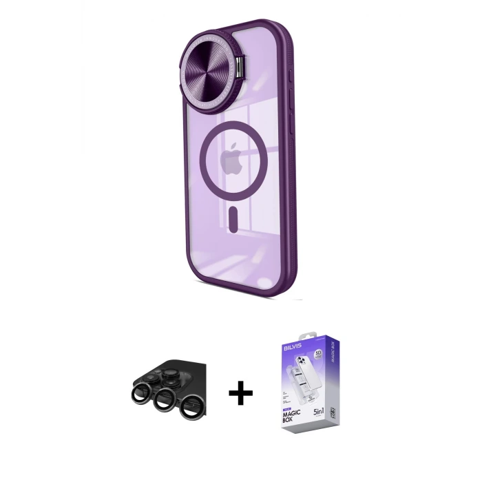 ieg™ iPhone 15 Pro Max Kılıf Kıvılcım Modern Koleksiyonu - Siyah Bilvis 5in1 3D Magic Cam Ekran Koruyucu + Raze Metal Kamera Lens - TMGI