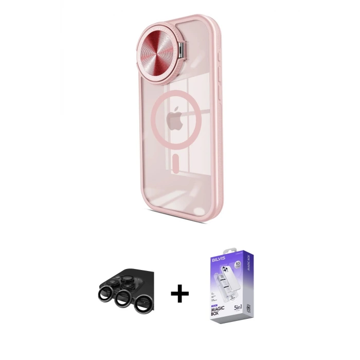 ieg™ iPhone 15 Pro Max Kılıf Kıvılcım Modern Koleksiyonu - Siyah Bilvis 5in1 3D Magic Cam Ekran Koruyucu + Raze Metal Kamera Lens - TMGI