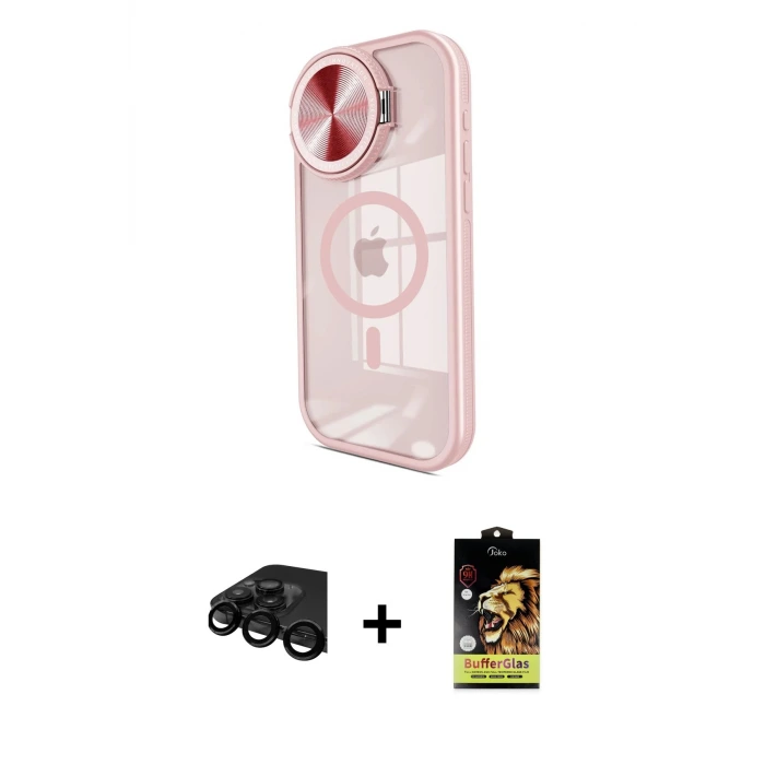 ieg™ iPhone 15 Pro Max Kılıf Kıvılcım Modern Koleksiyonu - Siyah Buffer Cam Ekran Koruyucu + Raze Metal Kamera Lens - SH