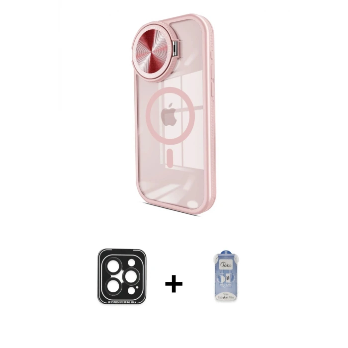 ieg™ iPhone 15 Pro Max Kılıf Kıvılcım Modern Koleksiyonu - Siyah Joko Magic 5D Cam + PVD Metal Kamera Lens - SH