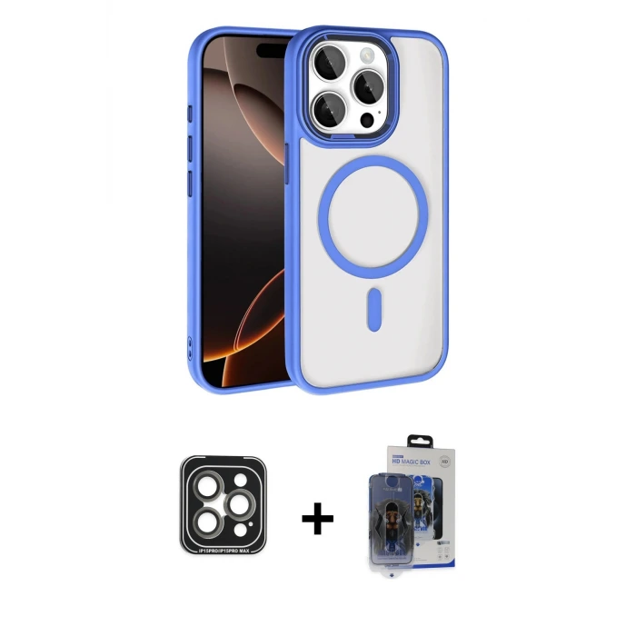 ieg™ iPhone 15 Pro Max Kılıf Kıvılcım Prime - Siyah Vanessa Magic Cam + PVD Metal Kamera Lens - GI