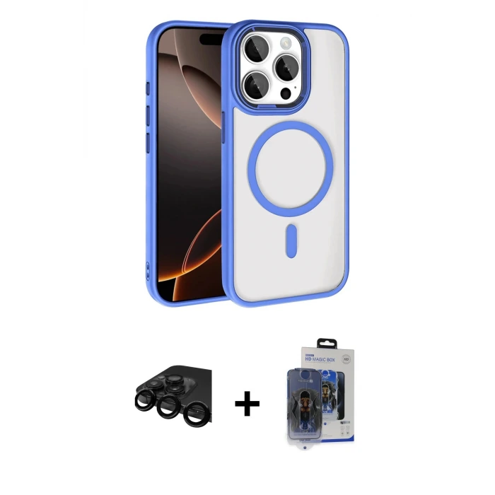 ieg™ iPhone 15 Pro Max Kılıf Kıvılcım Prime - Siyah Vanessa Magic Cam + Raze Metal Kamera Lens - SH