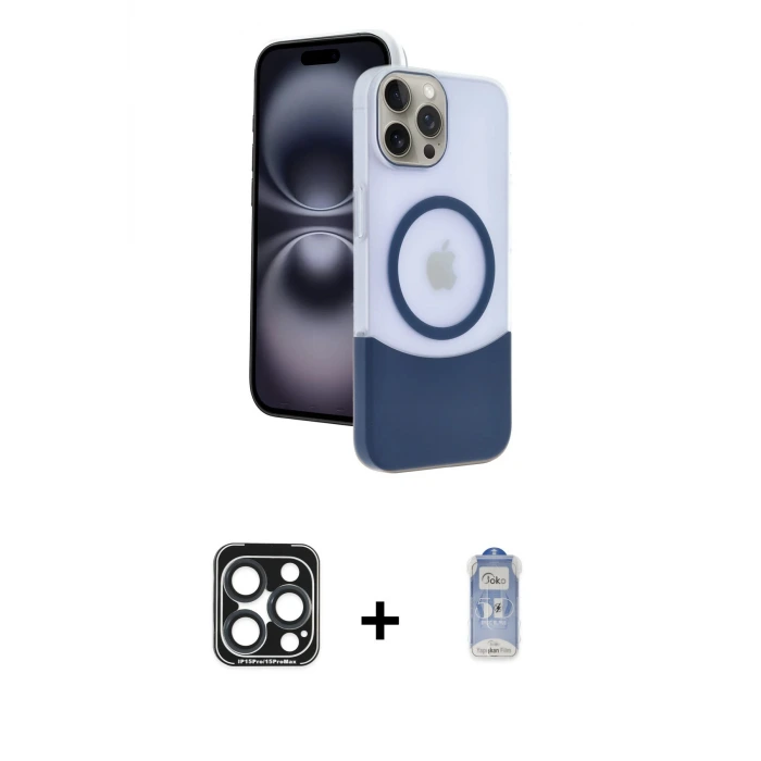 ieg™ iPhone 15 Pro Max Kılıf Kozmos Form Özel Seri - Siyah Joko Magic 5D Cam + PVD Metal Kamera Lens - LT