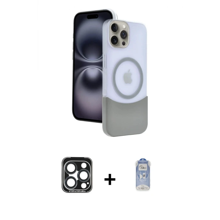 ieg™ iPhone 15 Pro Max Kılıf Kozmos Form Özel Seri - Siyah Joko Magic 5D Cam + PVD Metal Kamera Lens - LT
