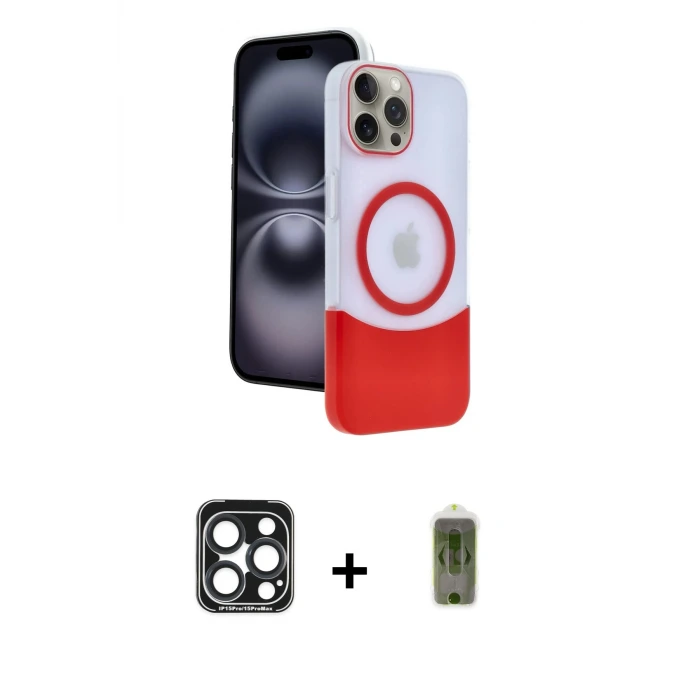 ieg™ iPhone 15 Pro Max Kılıf Kozmos Form Özel Seri - Siyah Joko Magic 5D Hayalet Cam + PVD Metal Kamera Lens - LT