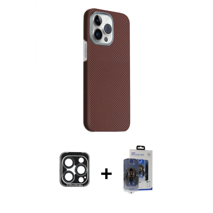 ieg™ iPhone 15 Pro Max Kılıf Kozmos Klasik Prime - Siyah Vanessa Magic Cam + PVD Metal Kamera Lens - LT