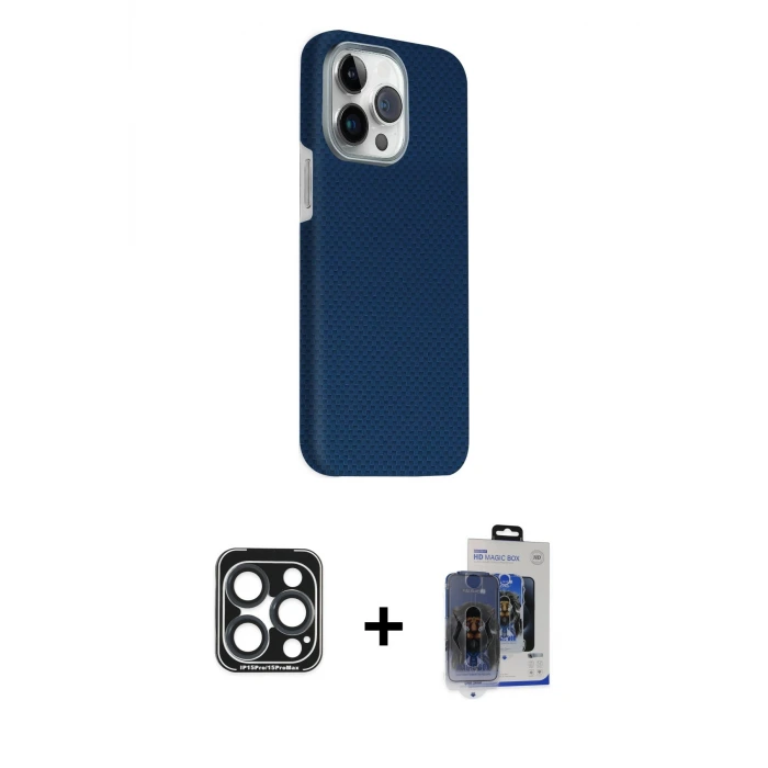 ieg™ iPhone 15 Pro Max Kılıf Kozmos Klasik Prime - Siyah Vanessa Magic Cam + PVD Metal Kamera Lens - LT