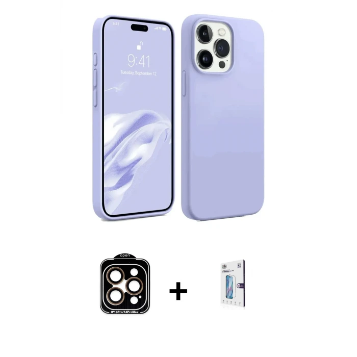 ieg™ iPhone 15 Pro Max Kılıf Kozmos Yansıma Özel Seri - Siyah Bilvis 0.18mm Plus Cam Ekran Koruyucu + PVD Metal Kamera Lens - TU