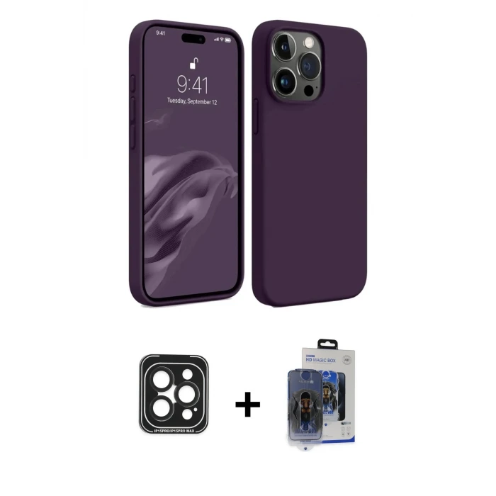 ieg™ iPhone 15 Pro Max Kılıf Kozmos Yansıma Özel Seri - Siyah Vanessa Magic Cam + PVD Metal Kamera Lens - SH