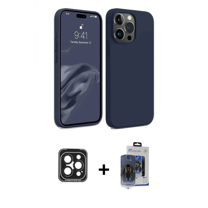 ieg™ iPhone 15 Pro Max Kılıf Kozmos Yansıma Özel Seri - Siyah Vanessa Magic Cam + PVD Metal Kamera Lens - SH