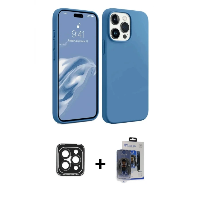 ieg™ iPhone 15 Pro Max Kılıf Kozmos Yansıma Özel Seri - Siyah Vanessa Magic Cam + PVD Metal Kamera Lens - SH