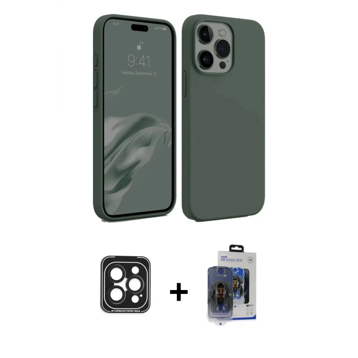 ieg™ iPhone 15 Pro Max Kılıf Kozmos Yansıma Özel Seri - Siyah Vanessa Magic Cam + PVD Metal Kamera Lens - SH