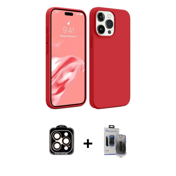 ieg™ iPhone 15 Pro Max Kılıf Kozmos Yansıma Özel Seri - Siyah Vanessa Magic Hayalet Cam + PVD Metal Kamera Lens - TU