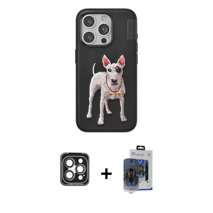ieg™ iPhone 15 Pro Max Kılıf Nova Form Koleksiyonu - Siyah Vanessa Magic Cam + PVD Metal Kamera Lens - GI