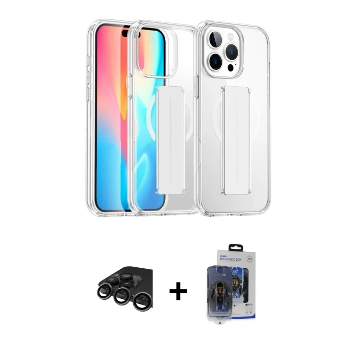 ieg™ iPhone 15 Pro Max Kılıf Nova Işık Koleksiyonu - Siyah Vanessa Magic Cam + Raze Metal Kamera Lens - TMGI