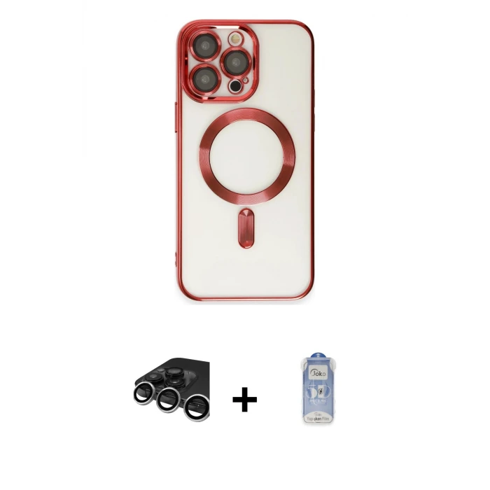 ieg™ iPhone 15 Pro Max Kılıf Nova Işık Özel Seri - Siyah Joko Magic 5D Cam + Raze Metal Kamera Lens - GS