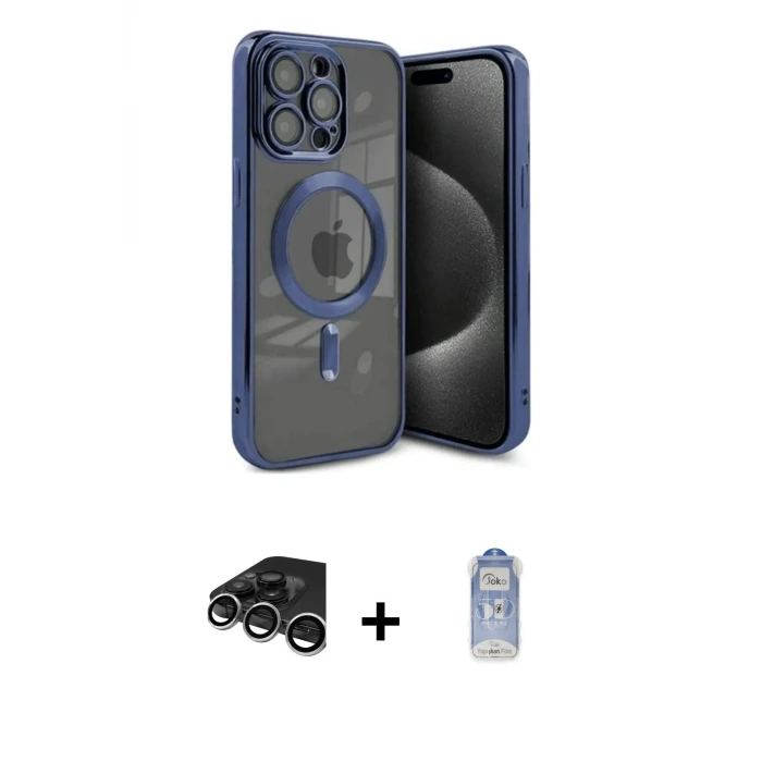 ieg™ iPhone 15 Pro Max Kılıf Nova Işık Özel Seri - Siyah Joko Magic 5D Cam + Raze Metal Kamera Lens - GS