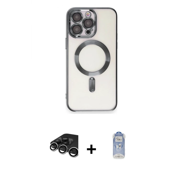 ieg™ iPhone 15 Pro Max Kılıf Nova Işık Özel Seri - Siyah Joko Magic 5D Cam + Raze Metal Kamera Lens - GS