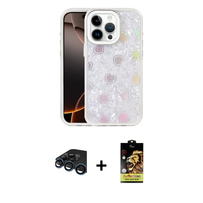 ieg™ iPhone 15 Pro Max Kılıf Odak Prime - Siyah Buffer Cam Ekran Koruyucu + Raze Metal Kamera Lens - LT