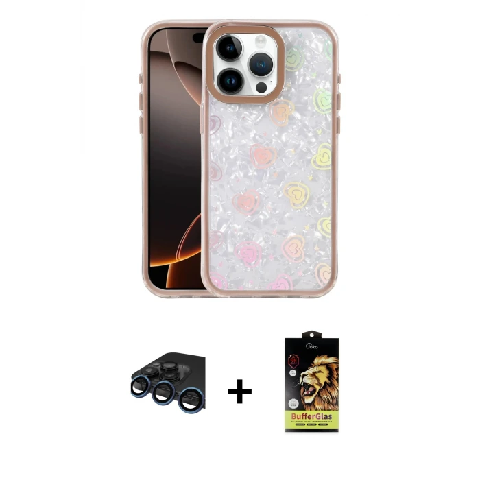 ieg™ iPhone 15 Pro Max Kılıf Odak Prime - Siyah Buffer Cam Ekran Koruyucu + Raze Metal Kamera Lens - LT