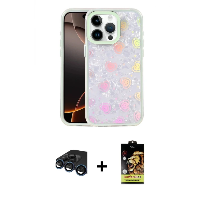 ieg™ iPhone 15 Pro Max Kılıf Odak Prime - Siyah Buffer Cam Ekran Koruyucu + Raze Metal Kamera Lens - LT
