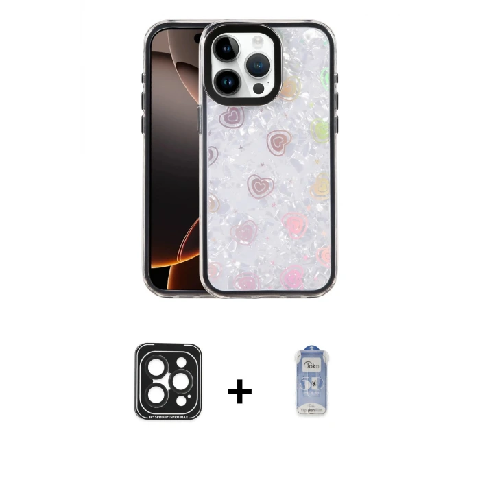 ieg™ iPhone 15 Pro Max Kılıf Odak Prime - Siyah Joko Magic 5D Cam + PVD Metal Kamera Lens - SH
