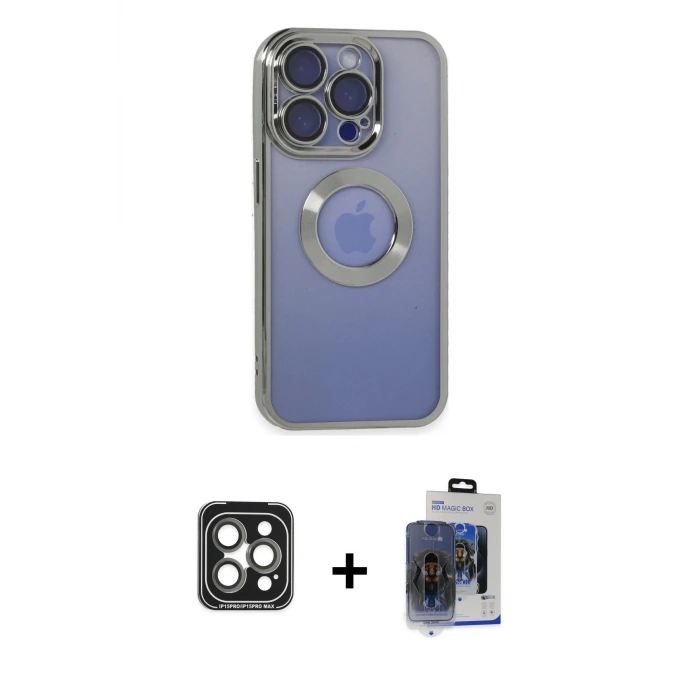 ieg™ iPhone 15 Pro Max Kılıf Pusula Form - Siyah Vanessa Magic Cam + PVD Metal Kamera Lens - GI