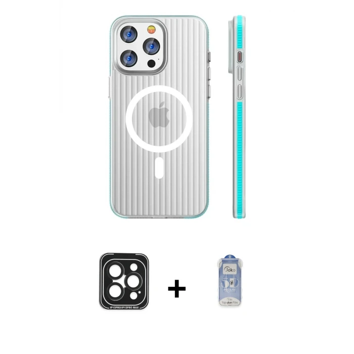 ieg™ iPhone 15 Pro Max Kılıf Pusula Minimal Koleksiyonu - Siyah Joko Magic 5D Cam + PVD Metal Kamera Lens - SH
