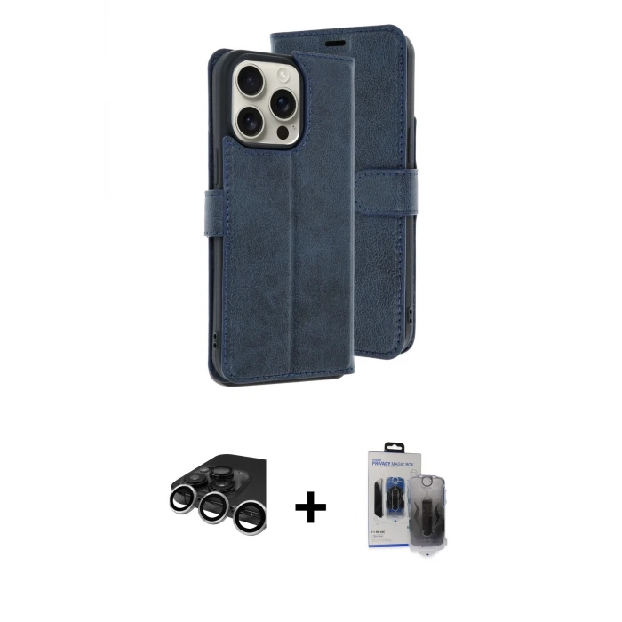 ieg™ iPhone 15 Pro Max Kılıf Siluet Işık Serisi - Siyah Vanessa Magic Hayalet Cam + Raze Metal Kamera Lens - GS