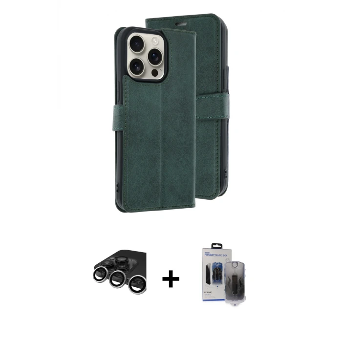 ieg™ iPhone 15 Pro Max Kılıf Siluet Işık Serisi - Siyah Vanessa Magic Hayalet Cam + Raze Metal Kamera Lens - GS