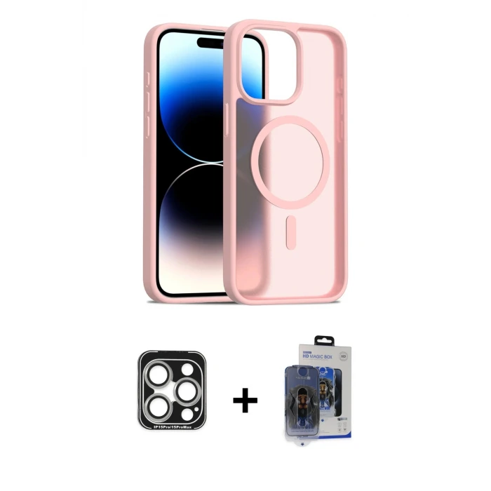 ieg™ iPhone 15 Pro Max Kılıf Siluet Minimal Prime - Siyah Vanessa Magic Cam + PVD Metal Kamera Lens - GS
