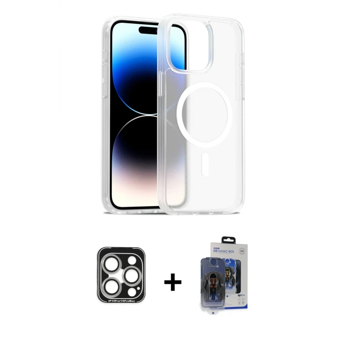ieg™ iPhone 15 Pro Max Kılıf Siluet Minimal Prime - Siyah Vanessa Magic Cam + PVD Metal Kamera Lens - GS