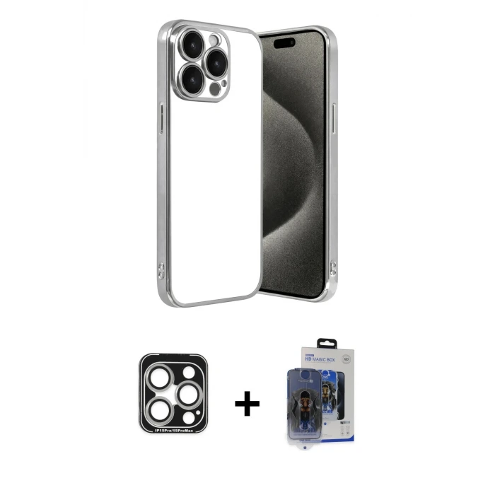 ieg™ iPhone 15 Pro Max Kılıf Vadi Minimal - Siyah Vanessa Magic Cam + PVD Metal Kamera Lens - GS