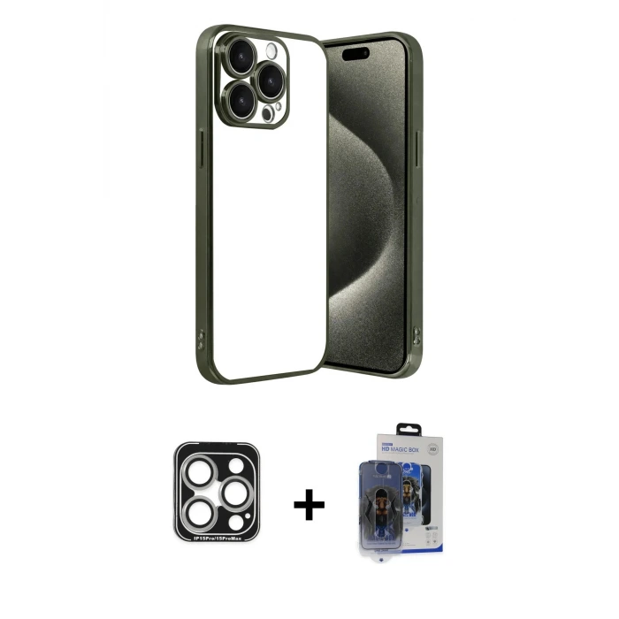 ieg™ iPhone 15 Pro Max Kılıf Vadi Minimal - Siyah Vanessa Magic Cam + PVD Metal Kamera Lens - GS
