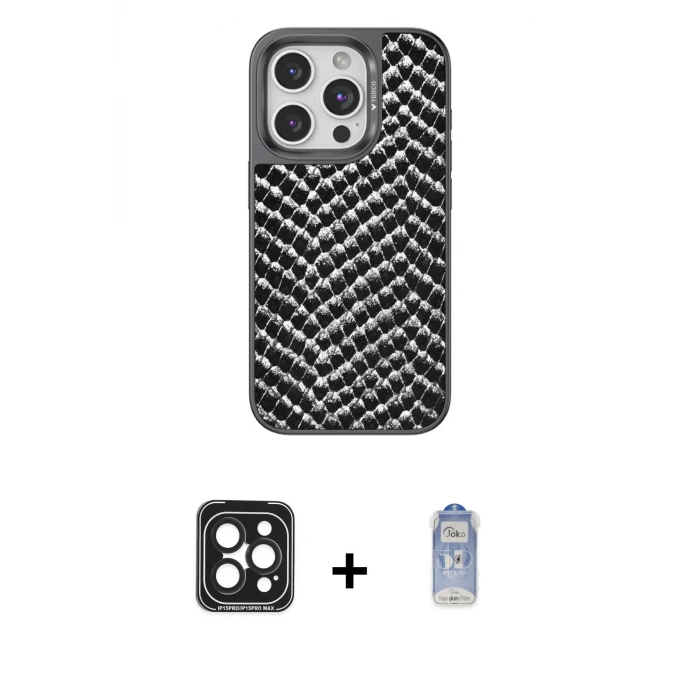 ieg™ iPhone 15 Pro Max Kılıf Vadi Özel Seri - Siyah Joko Magic 5D Cam + PVD Metal Kamera Lens - SH