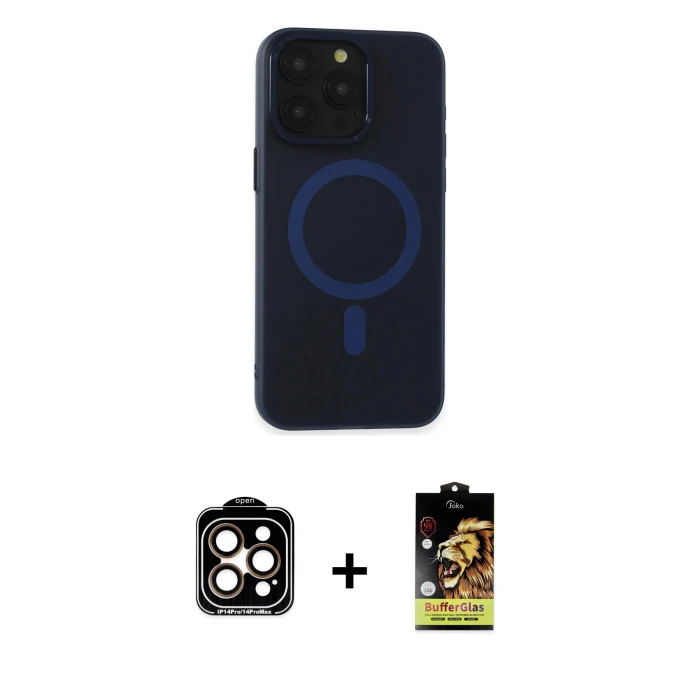 ieg™ iPhone 15 Pro Max Kılıf Yadigar Işık - Siyah Buffer Cam Ekran Koruyucu + PVD Metal Kamera Lens - TU