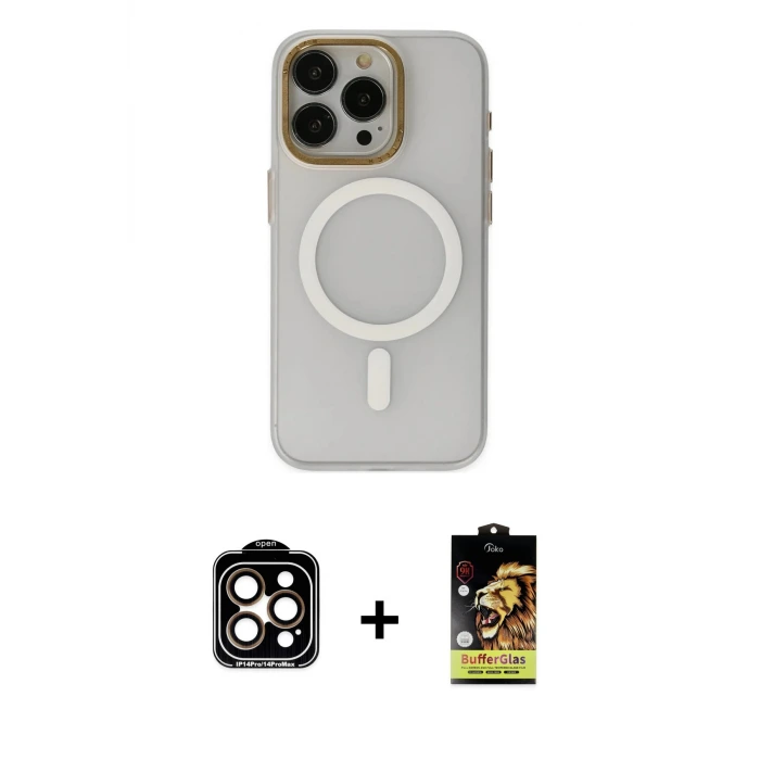 ieg™ iPhone 15 Pro Max Kılıf Yadigar Işık - Siyah Buffer Cam Ekran Koruyucu + PVD Metal Kamera Lens - TU