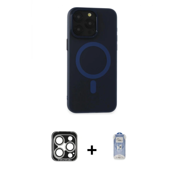 ieg™ iPhone 15 Pro Max Kılıf Yadigar Işık - Siyah Joko Magic 5D Cam + PVD Metal Kamera Lens - GS