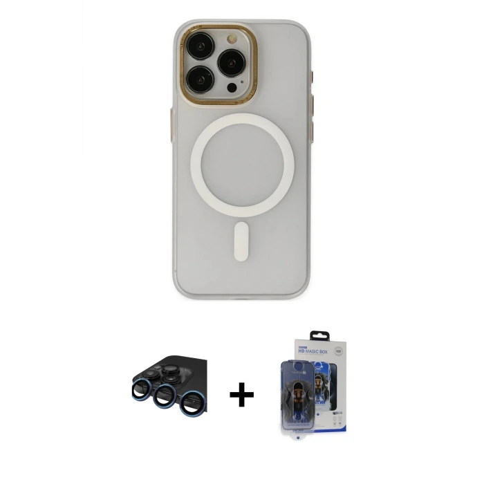ieg™ iPhone 15 Pro Max Kılıf Yadigar Işık - Siyah Vanessa Magic Cam + Raze Metal Kamera Lens - LT