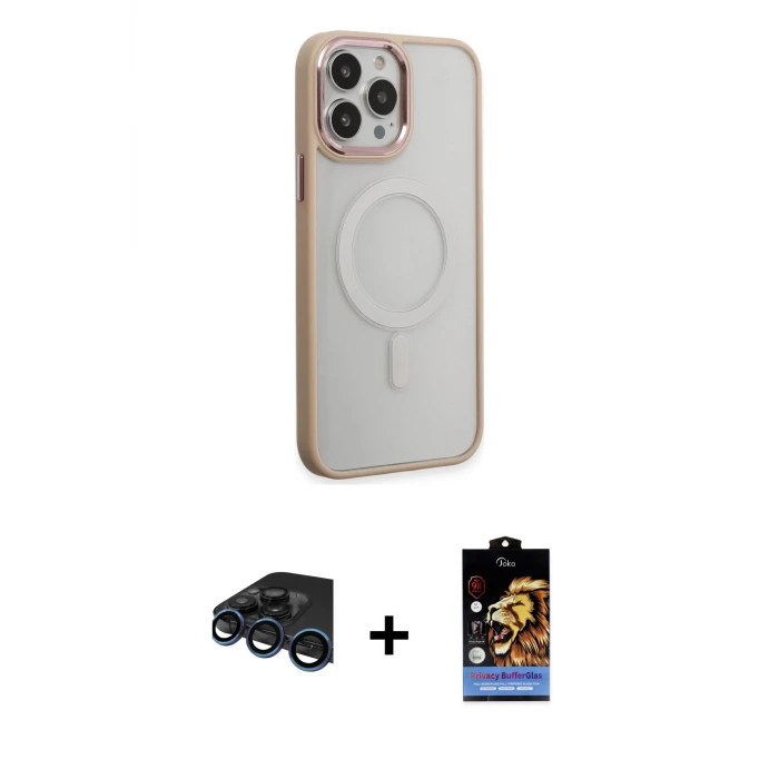 ieg™ iPhone 15 Pro Max Kılıf Yankı Işık Özel Seri - Siyah Buffer Hayalet Cam Ekran Koruyucu + Raze Metal Kamera Lens - LT