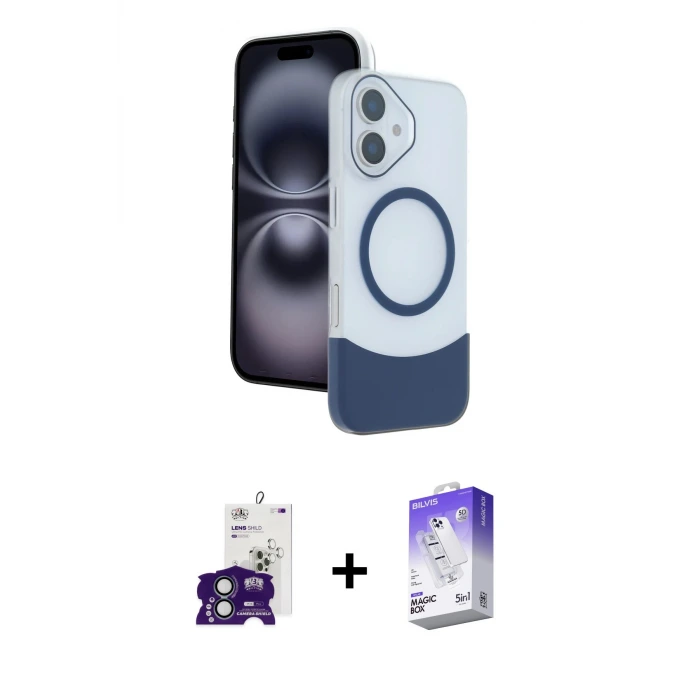 ieg™ iPhone 16 Kılıf Kozmos Form Özel Seri - Siyah Bilvis 5in1 3D Magic Cam Ekran Koruyucu + Bilvis Titan Kamera Lens - YL