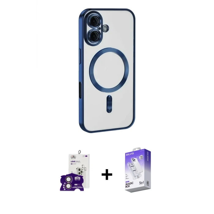 ieg™ iPhone 16 Kılıf Nova Işık Özel Seri - Siyah Bilvis 5in1 3D Magic Cam Ekran Koruyucu + Bilvis Titan Kamera Lens - PE