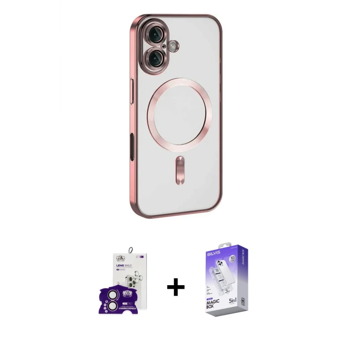 ieg™ iPhone 16 Kılıf Nova Işık Özel Seri - Siyah Bilvis 5in1 3D Magic Cam Ekran Koruyucu + Bilvis Titan Kamera Lens - PE
