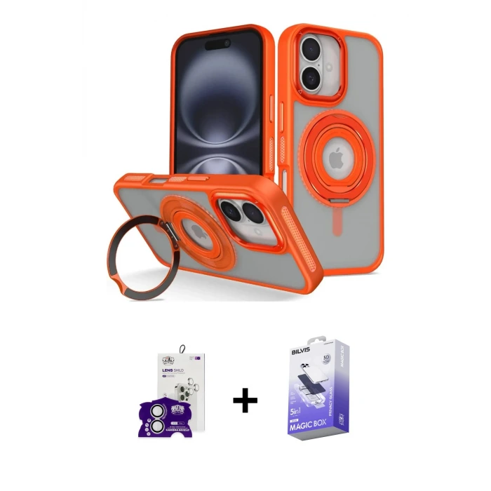 ieg™ iPhone 16 Kılıf Nova Minimal Serisi - Siyah Bilvis 5in1 5D Magic Hayalet Cam Ekran Koruyucu + Bilvis Titan Kamera Lens - GS
